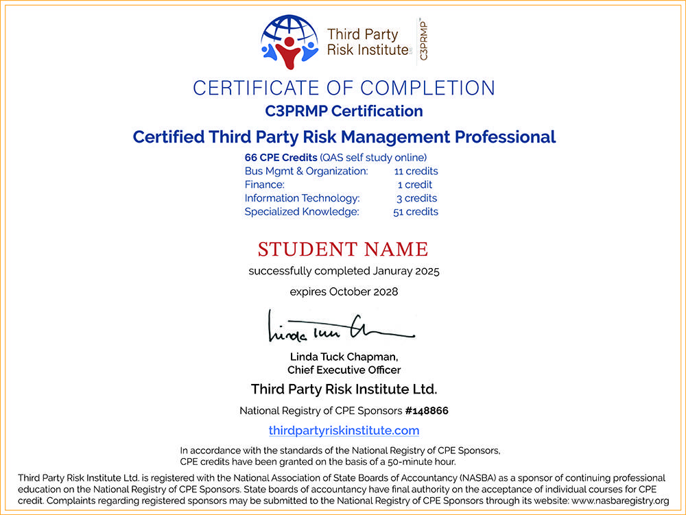 Certified Third Party Risk Management Professional (C3PRMP)