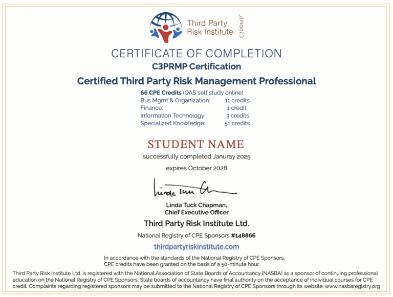C3PRMP Certified Third Party Risk Management Professionals